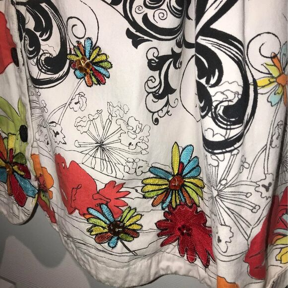 CJ Banks Floral Womens Size 14W X Graffiti Doodle Coloring Book Jacket Blazer - Picture 2 of 10